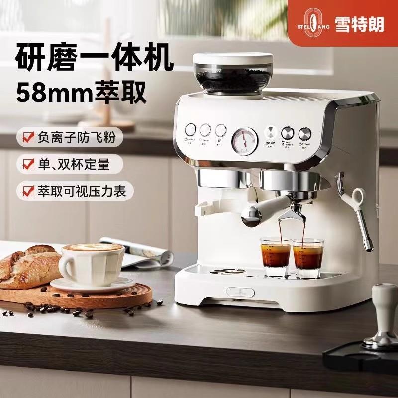 Stelang/雪特朗AC-517E咖啡机意式全半自动家用小型奶泡研磨一体