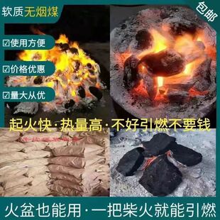 易燃软质无烟煤炭块烤火取暖气化炉柴煤L两用炉火盆都能烧整吨