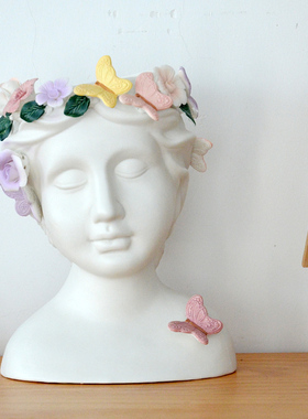 北欧少女创意陶瓷花瓶桌面u摆件客厅电视柜玄关家居装饰品朋友送