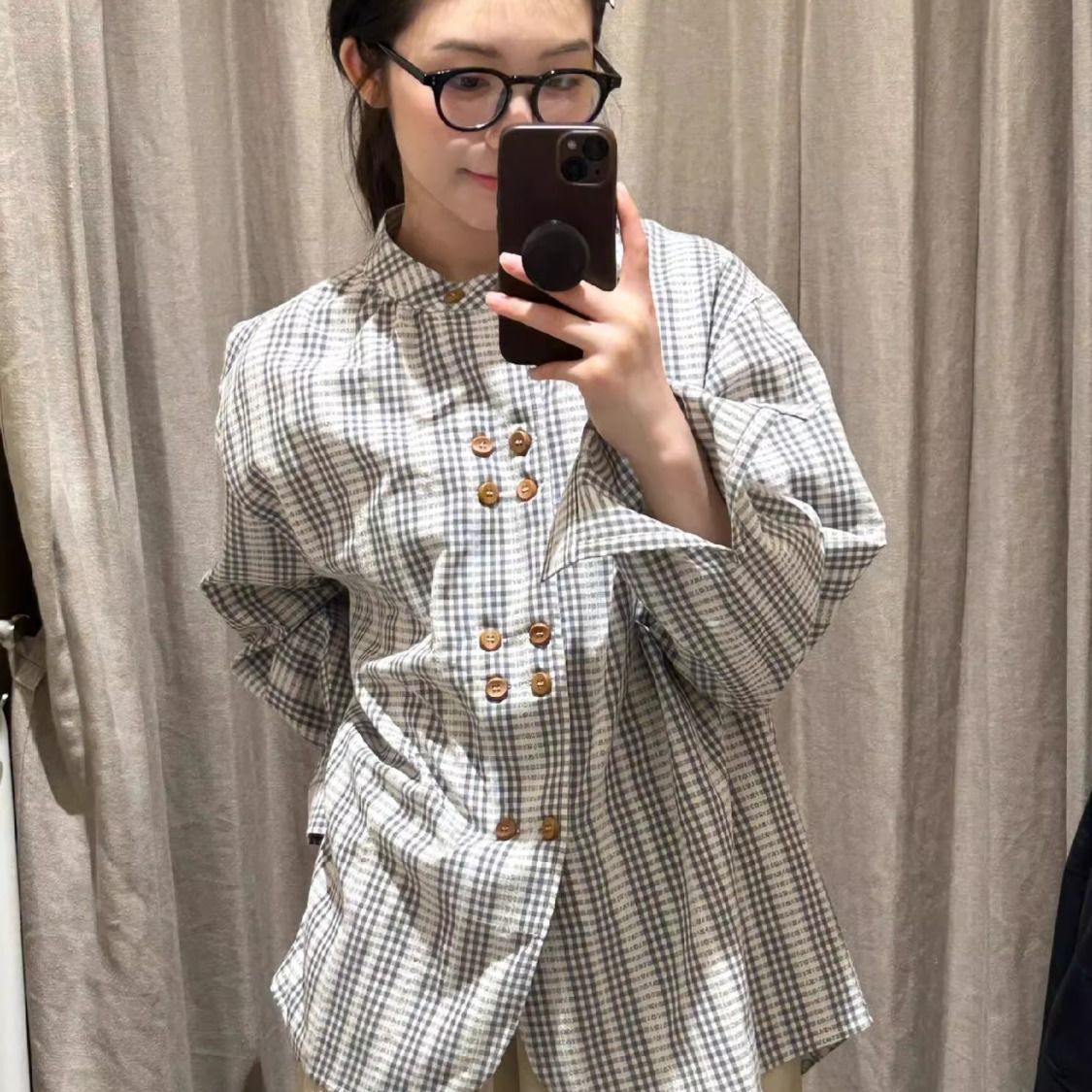 春秋新款格子宽松休闲防晒上衣