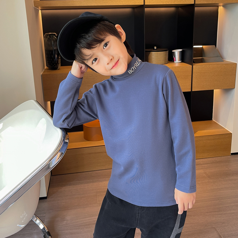 御宝当家男童打底衫厚半高领2023新内搭长袖T恤中大童男孩上衣酷