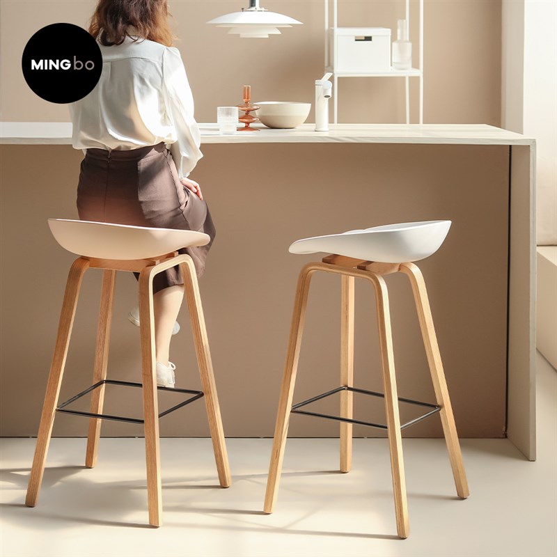 北欧时尚极简铁艺吧台椅实木咖啡厅吧椅前台凳子酒吧高脚椅子吧椅
