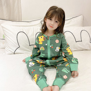 连体衣男款儿童纯棉睡衣男童春秋款婴儿睡袍宝宝连身男宝女童男孩