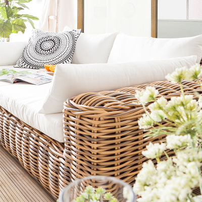 户外沙发组合庭院露台休闲防水防晒室外三双人别墅椅藤编花园家具