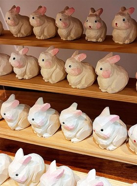 木雕兔子摆件浩彤木手工木雕小礼品兔年好可爱