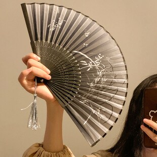 古风杏花折叠扇子随身便携汉服旗袍舞蹈新中式夏天高颜值折扇国风