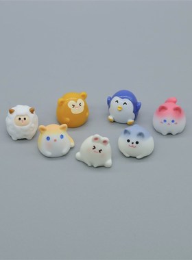可爱圆嘟嘟迷你小动物青蛙老虎羊猪企鹅牛兔猫狗公仔玩偶桌面摆件