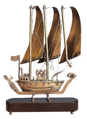 黄铜复古帆船轻奢一帆风顺帆船摆件电视柜办公室书房桌面家居饰品
