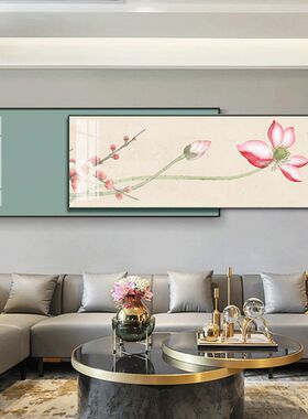 客厅装饰画新中式简装墙画茶室书房沙发背景墙挂画简约晶瓷画中画