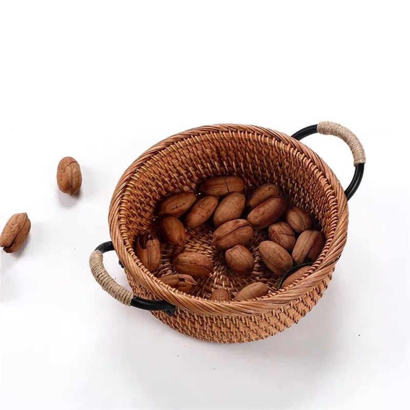 越南藤编手工编织篮零食点心盘水果篮日式双耳手提面包篮收纳篮,餐饮具,果盆/果盘/果篮,淘宝优惠券,粉丝福利购,淘宝优惠卷