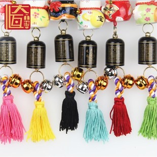 招财猫新款福缘猫陶瓷车内装饰品后车镜吊坠出入保平安铃铛挂饰