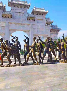 定制卡通小红军雕塑玻璃钢八路军雕像铸铜革命老区大型人物石摆件