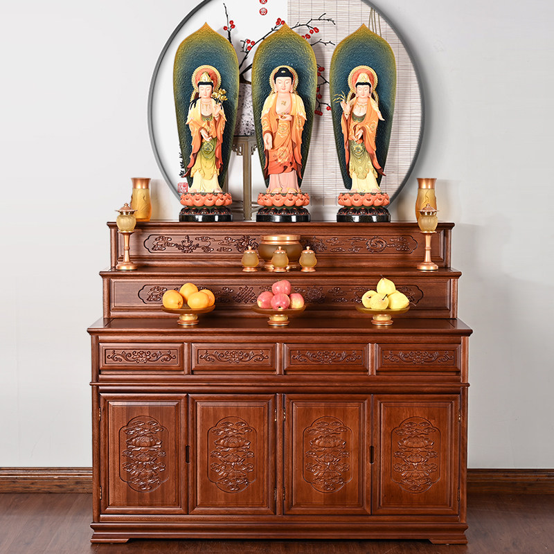 实木供桌佛桌佛台供台神台佛柜供奉桌三层家用客厅寺庙中式藏式
