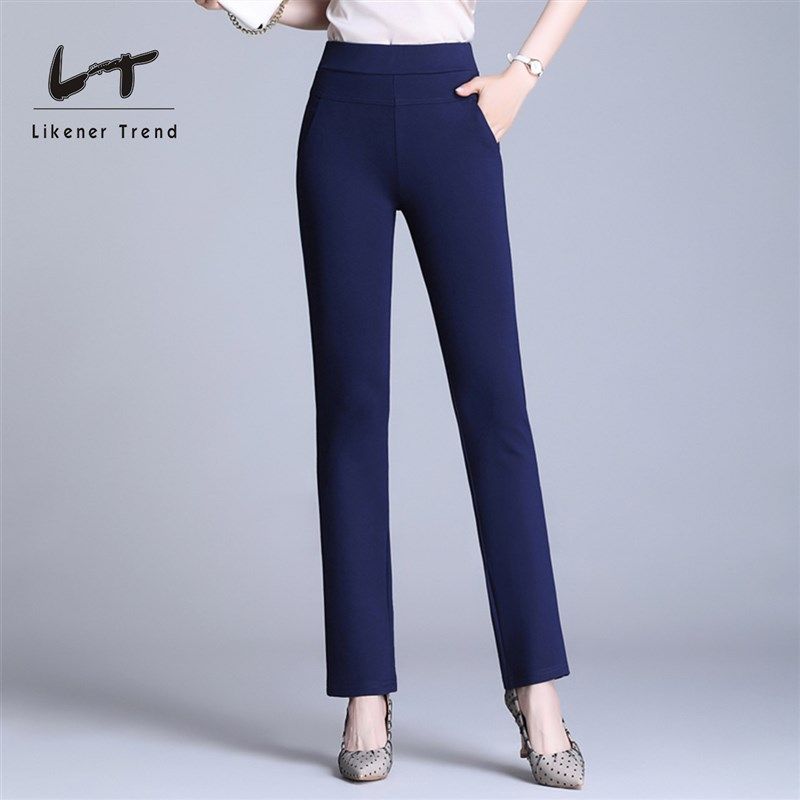 2024年春秋高腰弹力直筒裤长裤加长女裤工作服工作裤西装女西裤女
