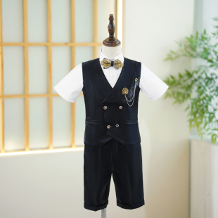 男童礼服夏季短款英伦风走秀礼服儿童毕业小主持人钢琴演出服