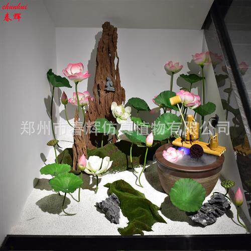 郑州绿植造景室内盆栽干树枝干花松树摆件大型仿真绿植造景组合