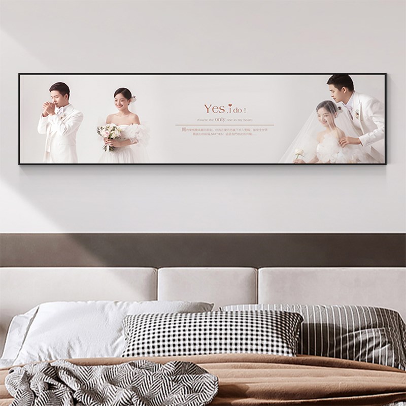 婚纱照全家福照片定制卧室床头装饰画客厅沙发背景墙影楼横版挂画图片