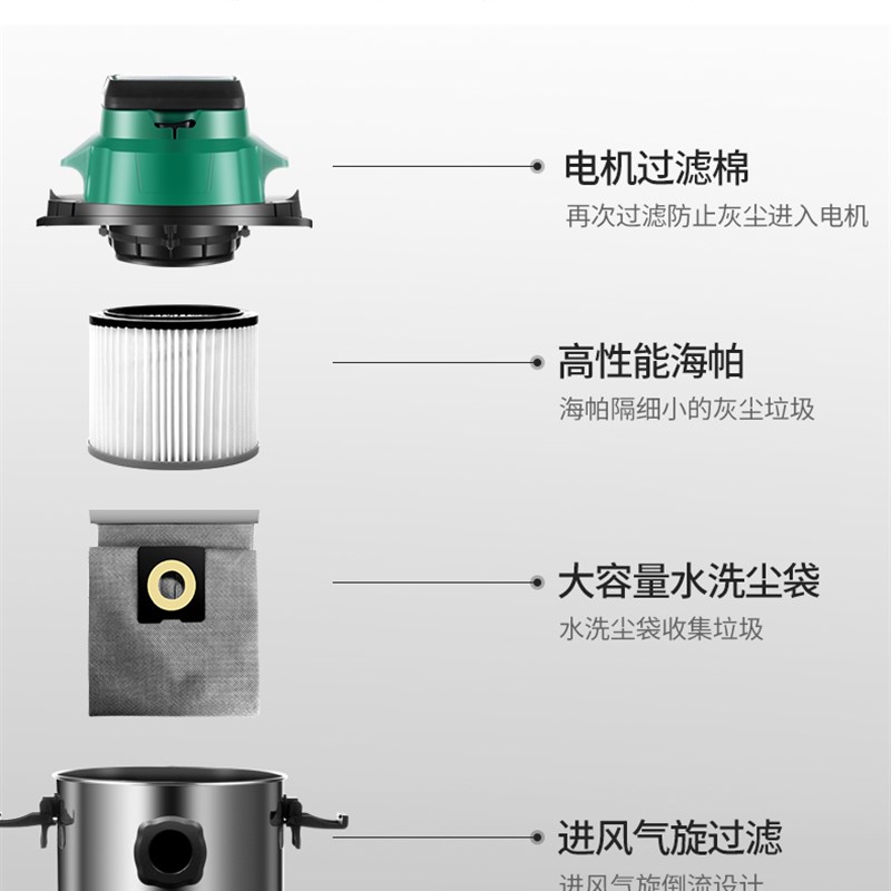 超杰充电无线吸尘器锂电工业级桶式车间仓库商用超市工厂办公室