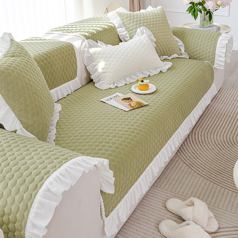 奶油in风短毛绒沙发垫加厚防滑沙发罩布艺坐垫盖布防猫抓