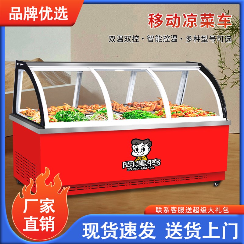 移动摆摊凉菜熟食鸭脖卤菜烧烤卤味商用点菜柜冷冻保鲜冷藏展示柜