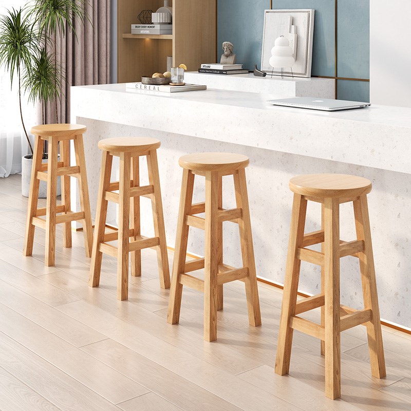 现代实木吧椅吧凳吧台椅酒吧椅高脚凳梯凳家用奶茶店欧式椅子