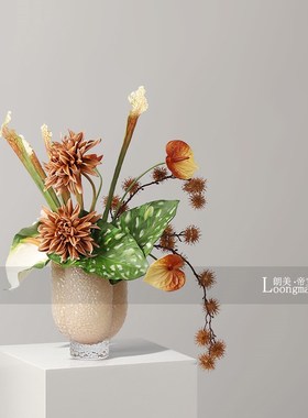 现代艺术绿色水波纹玻璃花瓶插花样板房花艺客厅茶几玄关餐桌花器