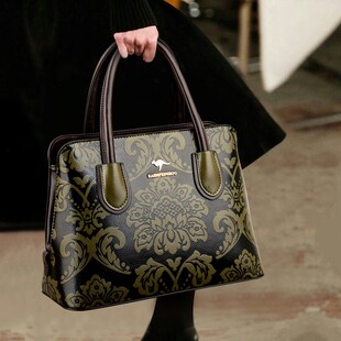 真皮包包女2021秋季 斜挎包女士手提包高级感牛皮中年妈妈大包 新款