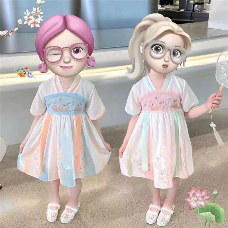 汉服女童连衣裙夏装女宝宝夏季裙子儿童装中国风公主裙小女孩襦裙