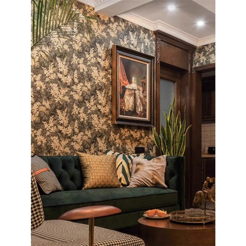 定制法式简约沙发背景墙纸壁画复古简美树叶卧室床头墙布客餐厅,家装主材,定制壁画,淘宝优惠券,粉丝福利购,淘宝优惠卷