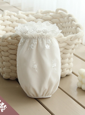 2双 白色d蕾丝袖套女冬季成人羽绒服短款护袖办公学习套袖防脏手