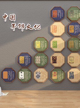 幼儿园环创中国传统文化年锦主题墙面贴装饰材料成品美术画室布置