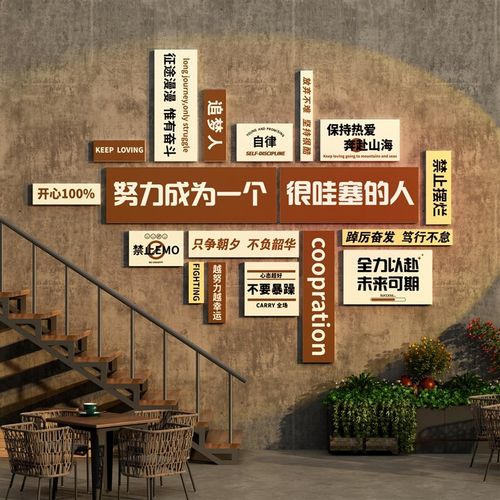 网红饭店墙面创意拍照装饰打卡区布置烧烤餐饮馆楼梯扶手贴纸挂画