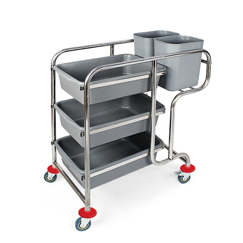 酒店不锈钢手推餐盘收集车餐具收碗车餐厅饭店三层食堂小推车餐车
