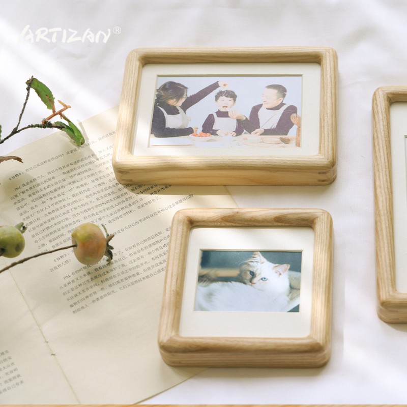 黑胡桃榫卯圆角相框摆台/7/10寸洗照片做成画框实木原木装裱打印