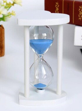 心形蓝色紫色玻璃沙漏 创意木A质沙漏工艺品 30分钟流沙沙漏