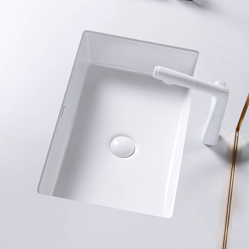 陶瓷台下盆方形洗手盆嵌入式单盆卫生间洗脸盆平底小尺寸阳台家用
