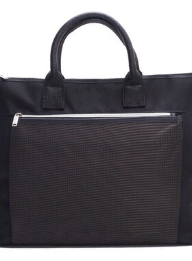 简约商务文件包A4m黑色办公会议袋资料手提拉链大容量档案袋可广