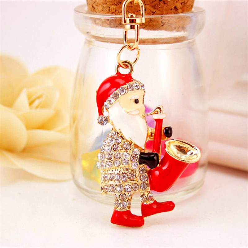 创意可爱卡通水晶镶钻圣诞老人汽车钥匙扣挂件女包配饰小礼品820