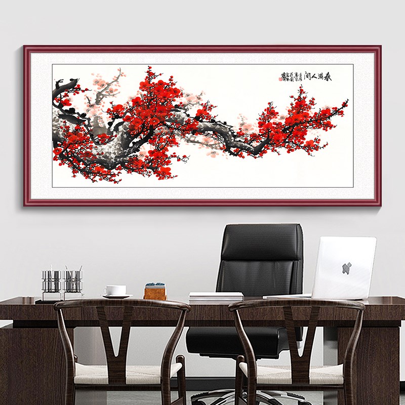 花开富贵国画牡丹花挂画新中式客厅沙发背景墙装饰画横幅花鸟壁画
