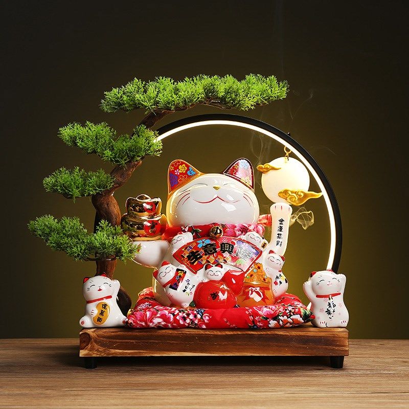 招财猫摆件店铺开业礼品创意收银台自动招手摇手陶瓷特大号发财猫