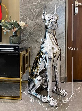 威弗列德轻奢高档落地狗摆件客厅家居装饰大型电镀工艺品开业礼物