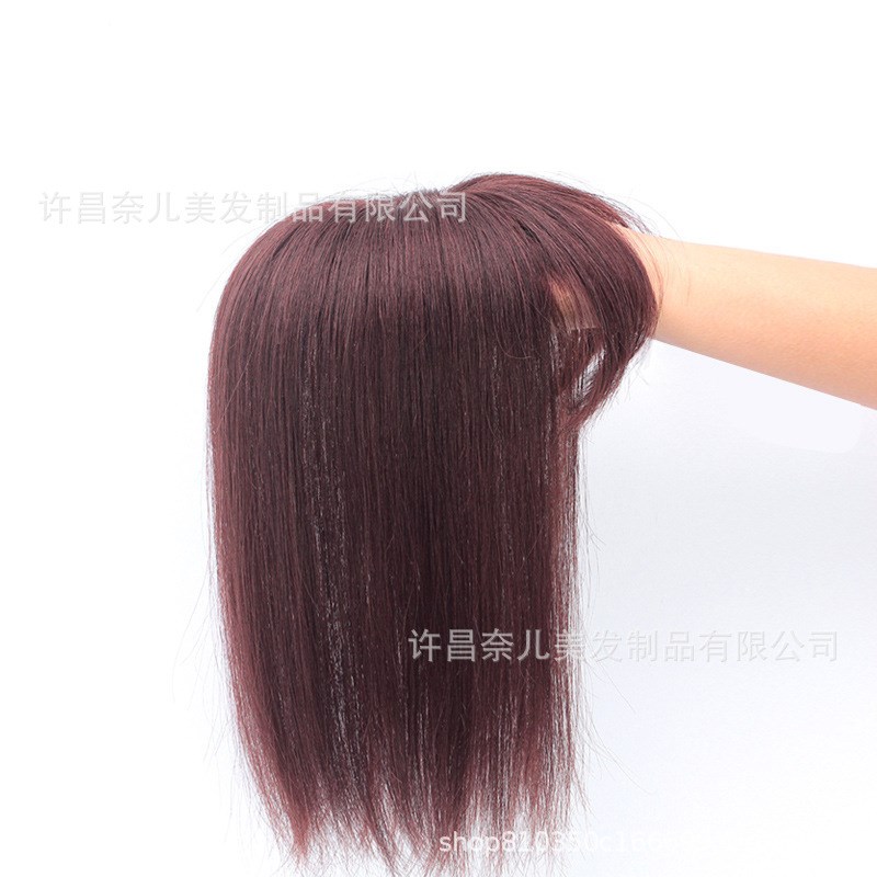 女士假发头顶补发块女士真人发直发刘海补发片遮白发假发片