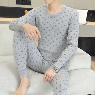 2024新款青年男士秋衣秋裤套装贴身低领棉毛衫中老年人保暖内衣薄