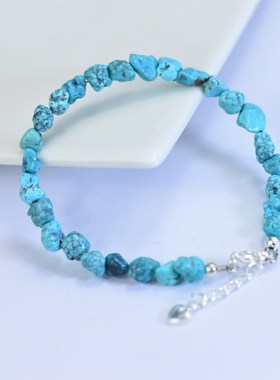 一物一图 原矿天然绿松石随行毛石手链 时尚甜美风 女款手串饰品