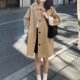 2024春款 乔觅卡其色中长款 风衣女直筒韩版 外套遮臀小翻领洋气减龄
