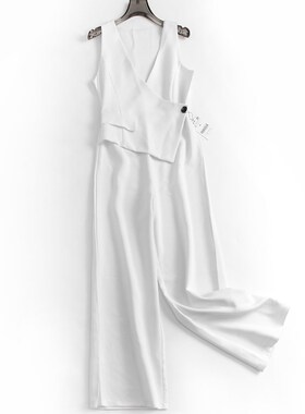 极简风纯色高腰显瘦轻熟通勤职场风阔腿裤女连体衣连衣裤长裤D734