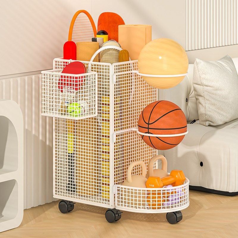 瑜伽垫收纳筐运动器械收纳架健身器材小推车羽毛球篮球家用置物架
