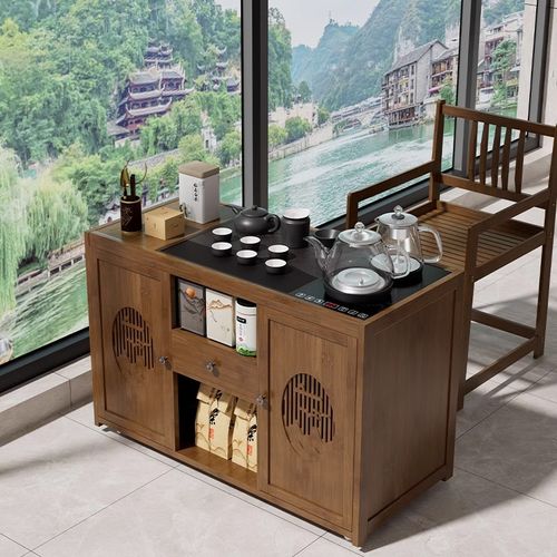 新中式实木茶台禅意泡茶桌自动上水泡茶专用茶桌组合可移动小茶台