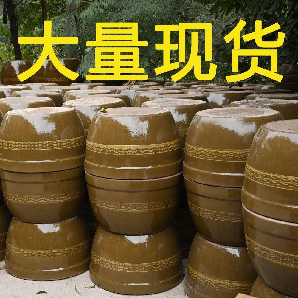 生态缸老式土陶造景风水缸养花养鱼睡莲荷花大口盆庭院花园储水缸