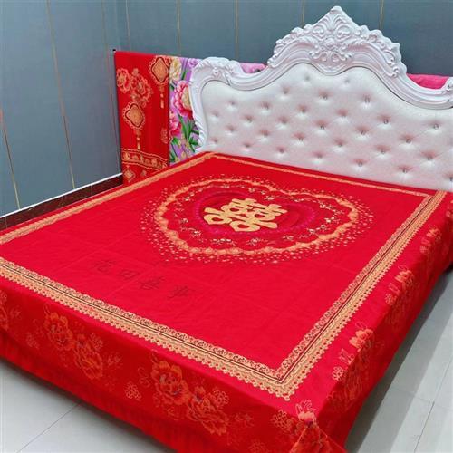 双人床单1.8x2米磨毛防滑全包围大花朵结婚床裙床单单件四季通用